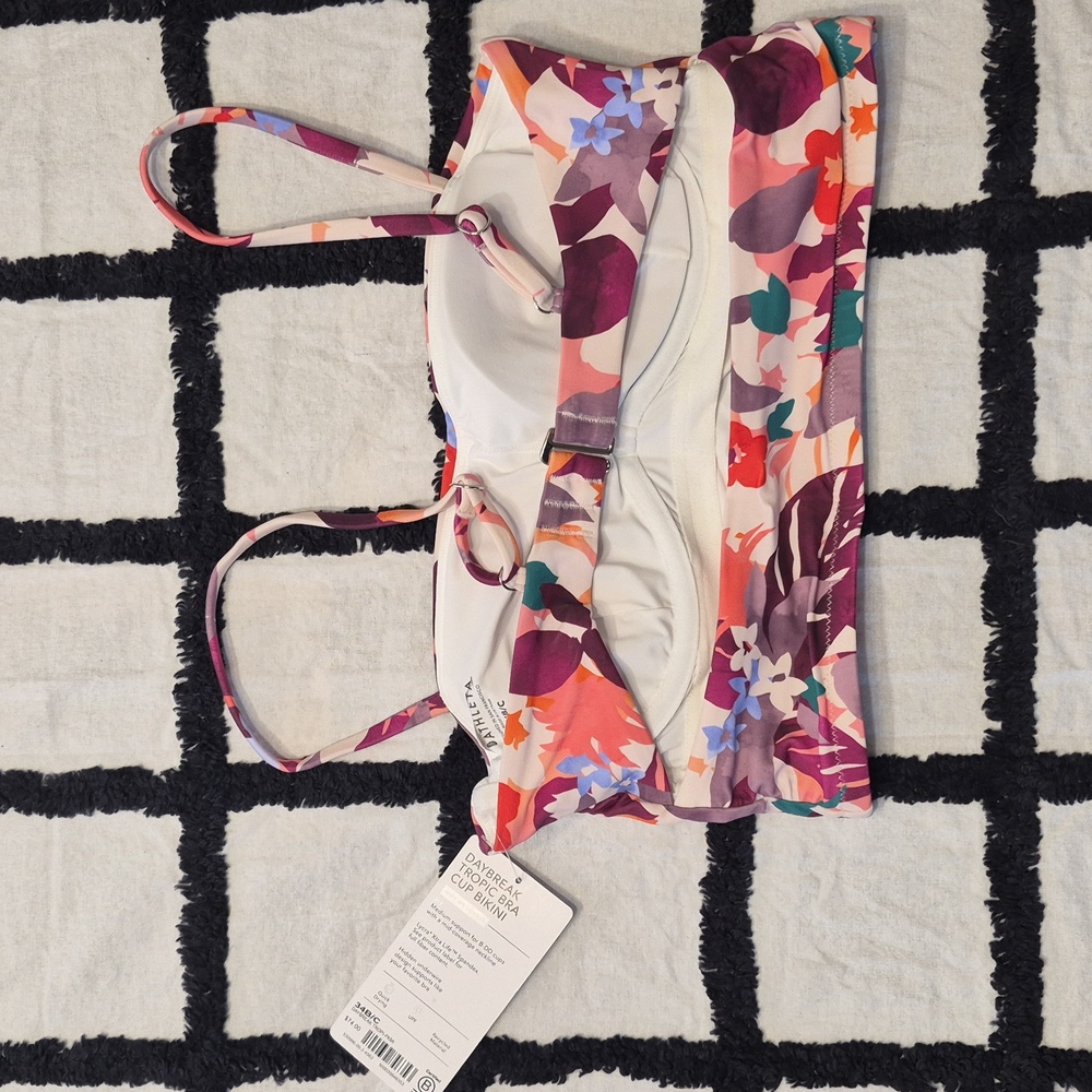 NWT Athleta 34 B / C Daybreak Tropic Bra Cup Bikini Top Adjustable Straps Padded - Picture 6 of 8